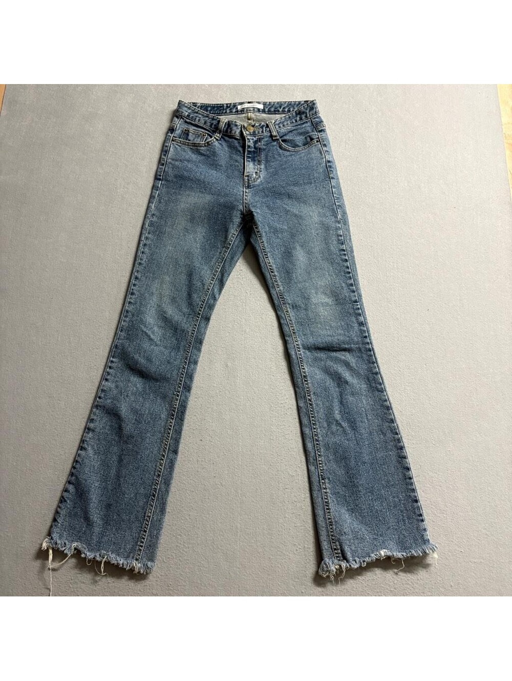 A.P. Studio Womens Jeans Size 1 Blue Denim Raw Frayed Hem Straight Leg Korea